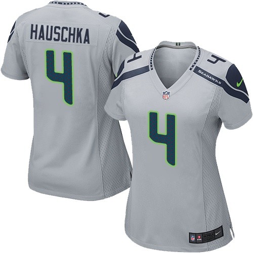 Women's Elite Steven Hauschka Nike Jersey Grey Alternate - #4 NFL Seattle Seahawks